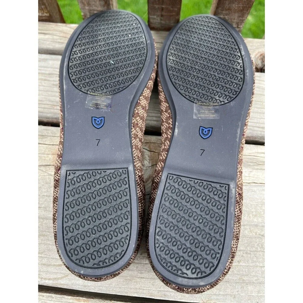 Rothy’s Women’s 7 Flats Cocoa Houndstooth Round Toe *NO INSOLES*